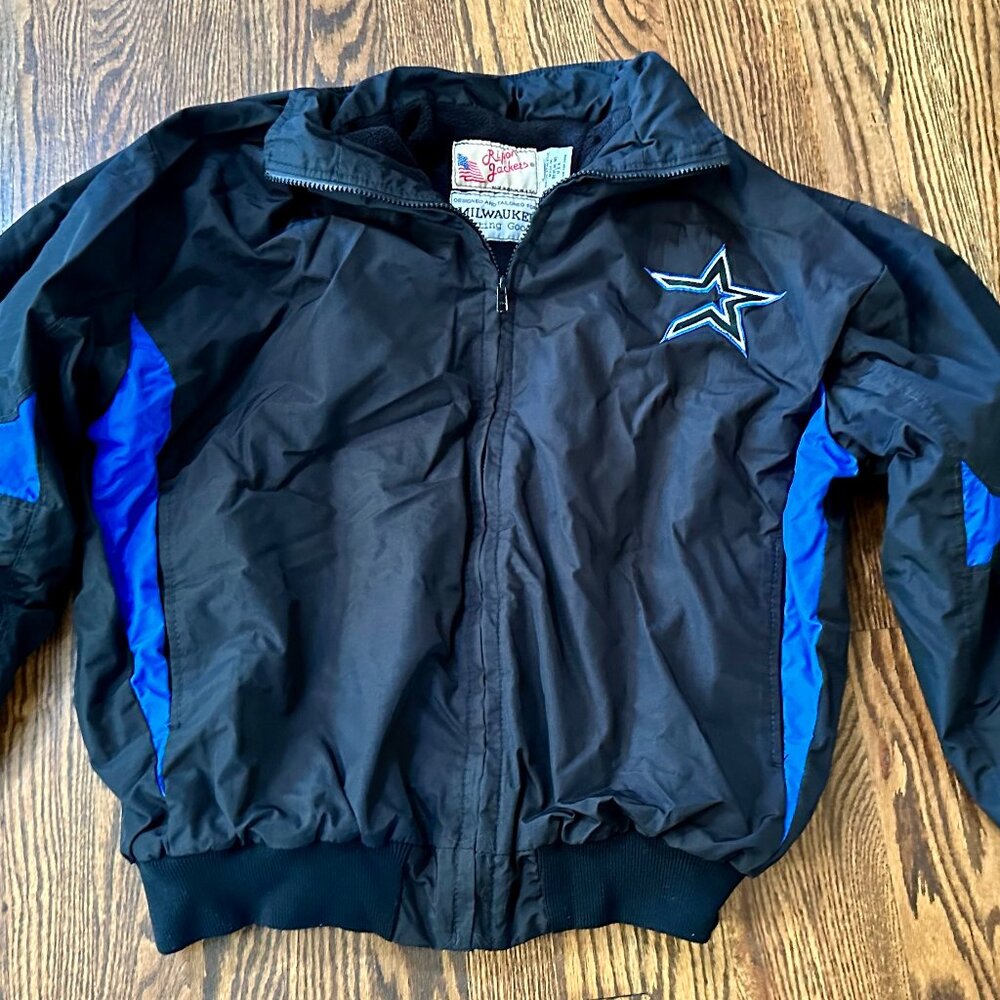 VTG Ripon Jackets Milwaukee Sporting Goods Mens Starter‎ Zip Black Size L EUC